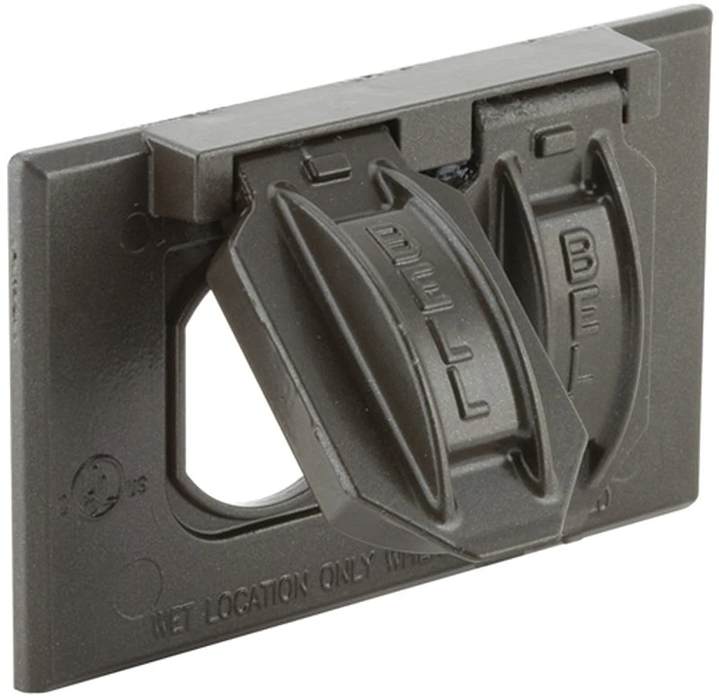 Horizontal Duplex Aluminum Bronze Weatherproof Outdoor Outlet Cover - Model 5180-7