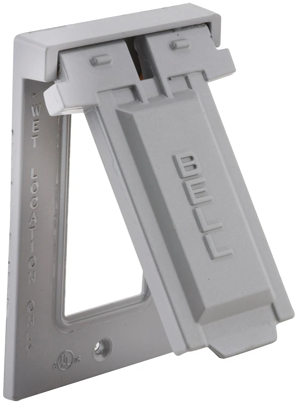 Single Gang Vertical Mount Die-cast Metal Gray Weatherproof Gfci Outdoor Outlet Cover