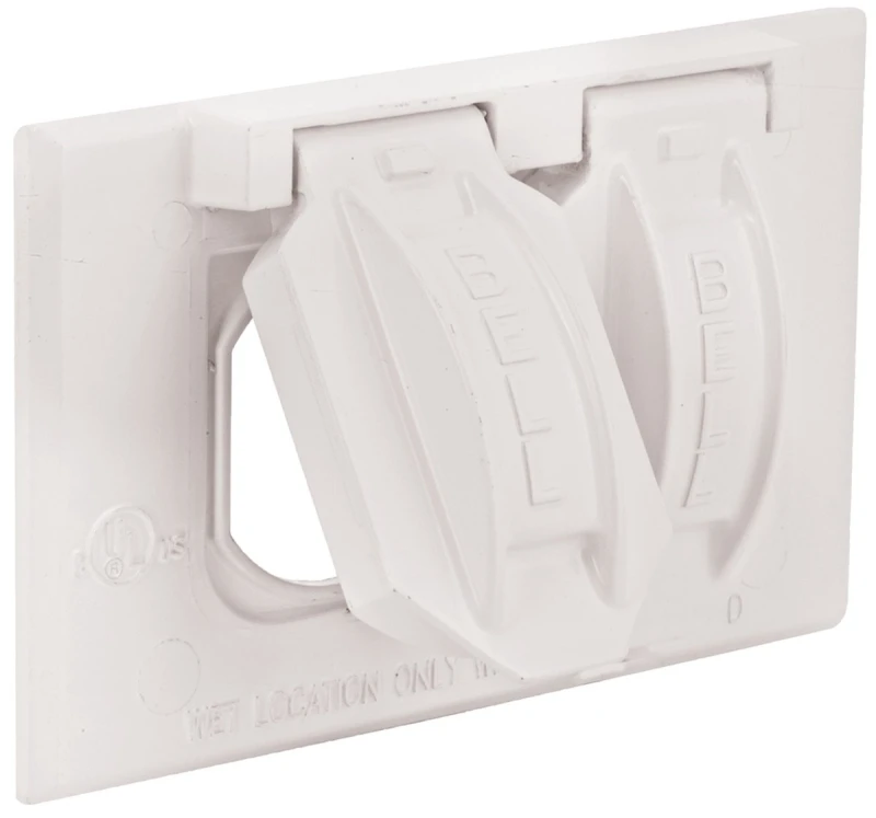 Horizontal Duplex Aluminum White Weatherproof Outdoor Outlet Cover Model 5180-6
