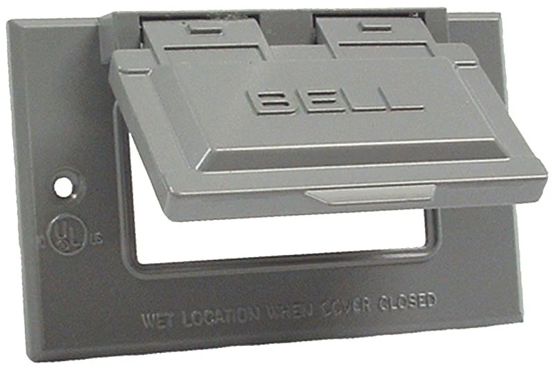 Single Gang Horizontal Gfci Weatherproof Outdoor Electrical Cover - Aluminum Gray