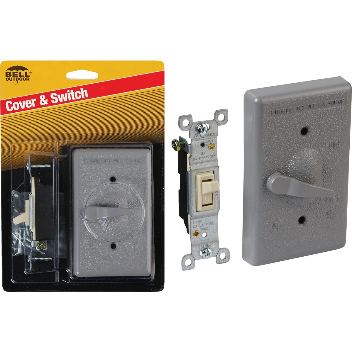 Single Pole Vertical Mount Gray Weatherproof Outdoor Switch Cover - Model 5121-5