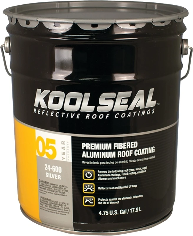 Fibered Aluminum Roof Coating, 4.75 Gallon - Durable & Reflective Finish