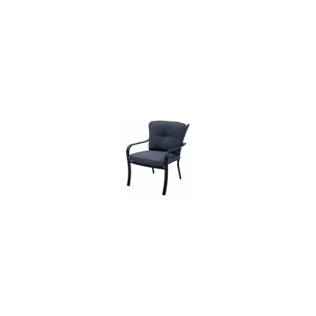 Beaumont Cushioned Patio Dining Chair with Denim Olefin Fabric and Espresso Aluminum Frame