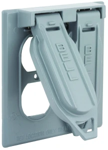 Vertical 2-gang Aluminum Gray Weatherproof Outdoor Outlet Cover - Model 5148-5