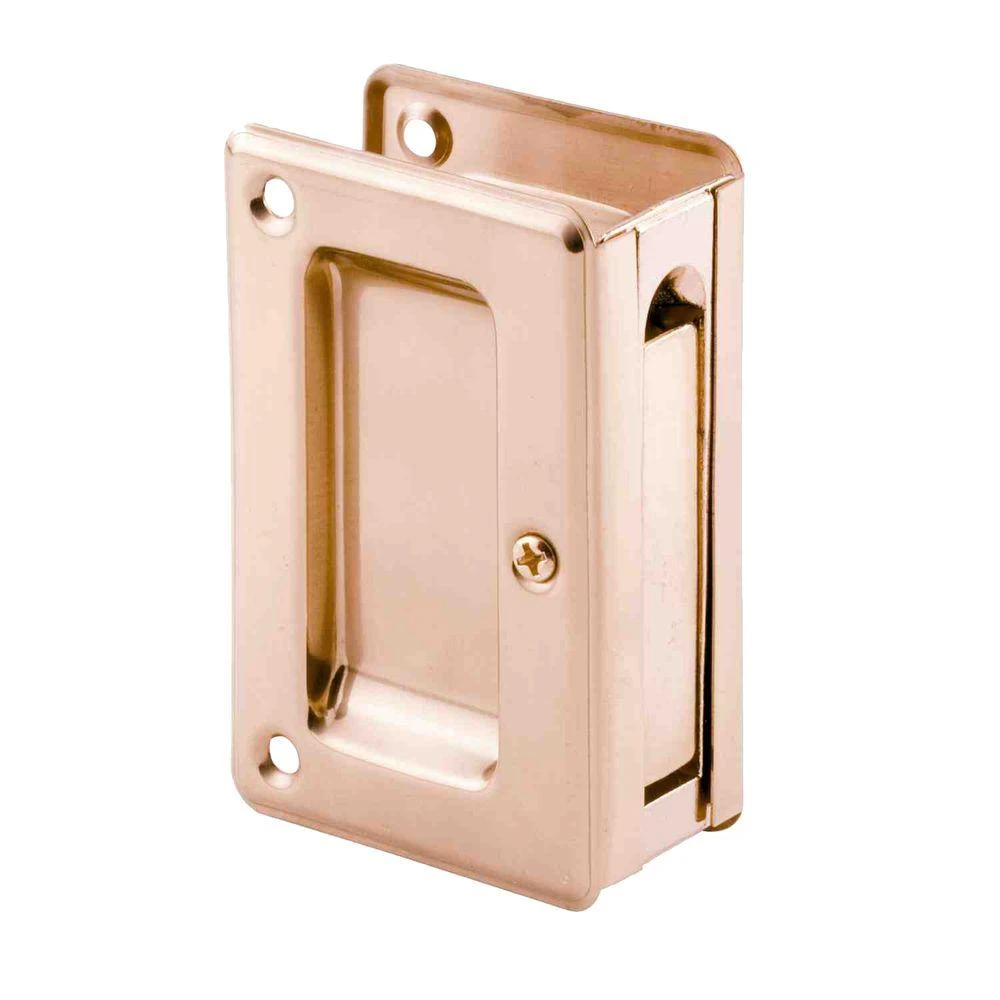 Polished Brass Pocket Door Passage Pull, 3-3/4 In. For 1-3/8 To 1-3/4 In. Thick Doors