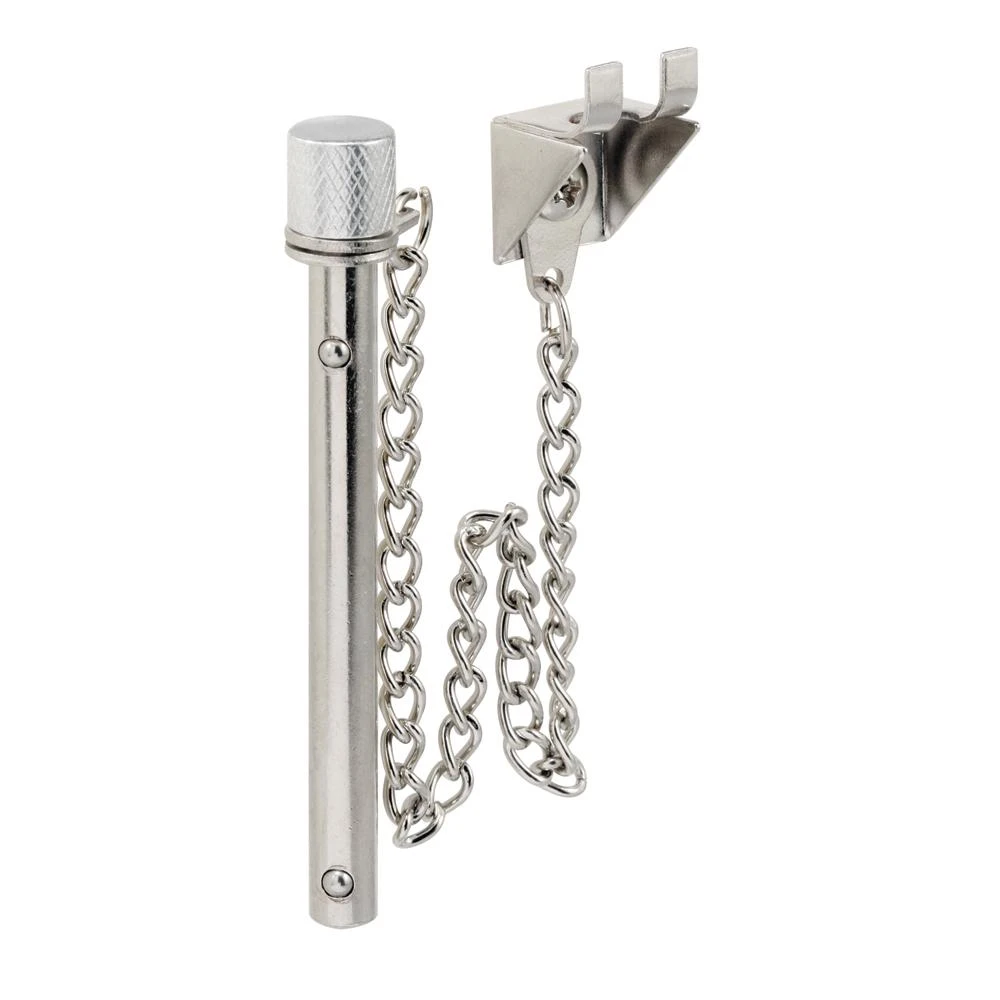 Sliding Patio Door Pin Lock With Retaining Ball, 2-9/16 In., Chrome Plated Steel Pin