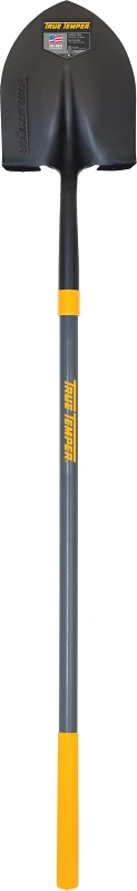 Round Point Shovel with 47-Inch Reinforced Fiberglass Handle and Cushion Grip