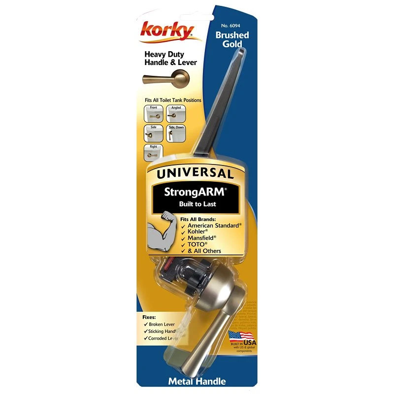 Strongarm Toilet Flush Handle, Brushed Gold, Fits Most Toilets, Model 6094bp