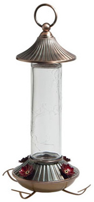 Hummingbird Bird Feeder with Embossed Glass, 14 Ounce Capacity