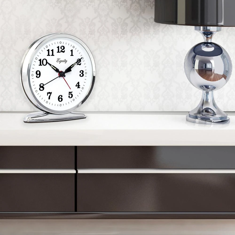 Wind-up Alarm Clock, Loud Bell, Chrome, 5.50 In. Round