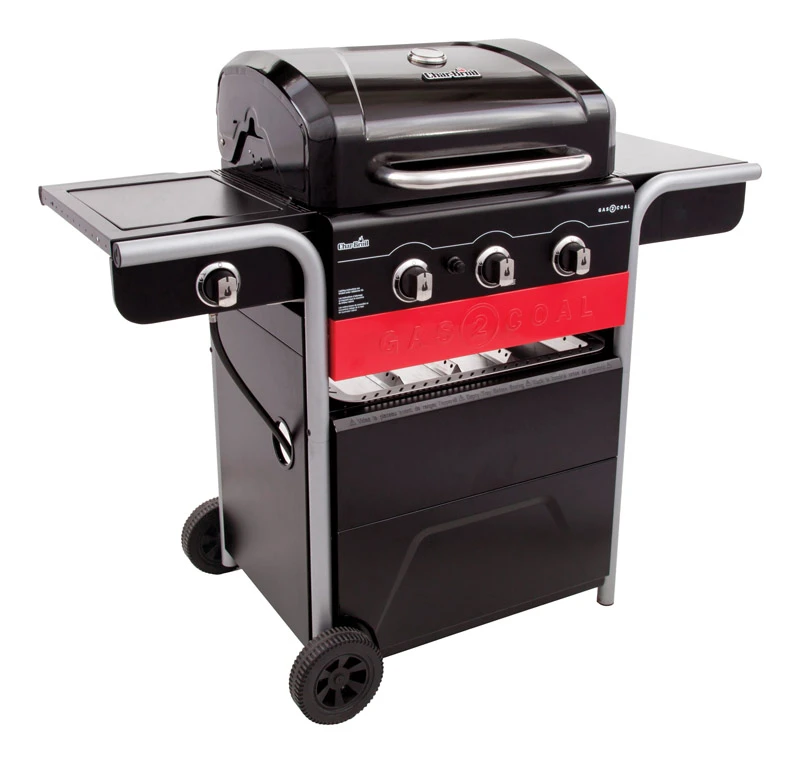 Gas to Coal Hybrid Grill with 40,000 British Thermal Units and Side Burner