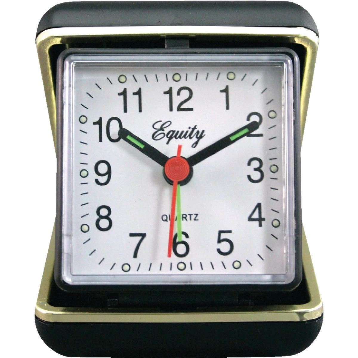 Equity Travel Alarm Clock with Quartz Movement and Protective Fold-Up Case