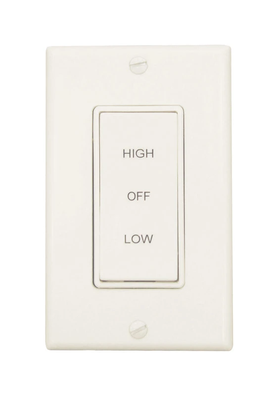 White Plastic Wall Switch, Model 58030, 2-speed Rotary Control
