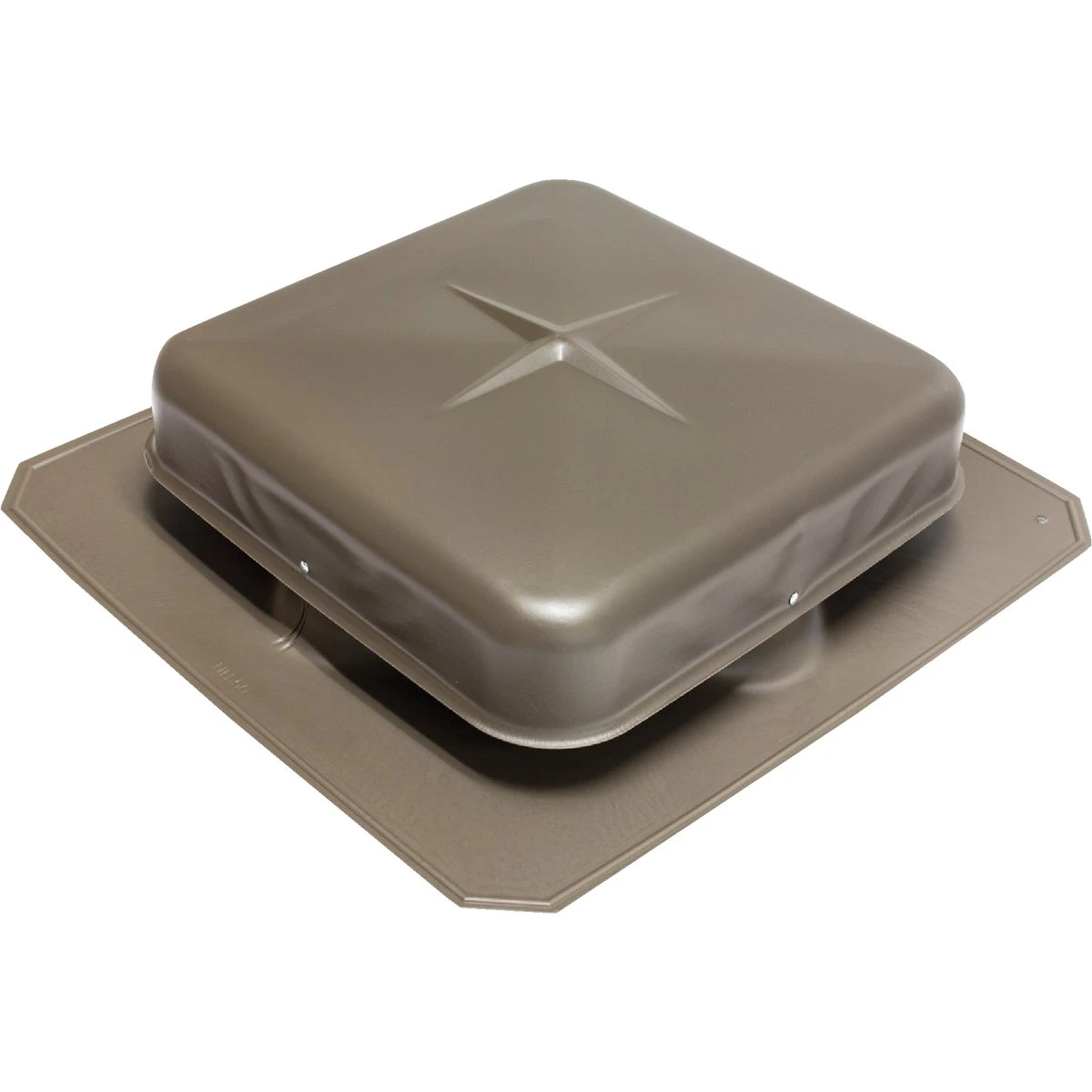Square Roof-Mounted Vent in Weatherwood Finish, Aluminum Construction, 9 Inch Diameter Opening