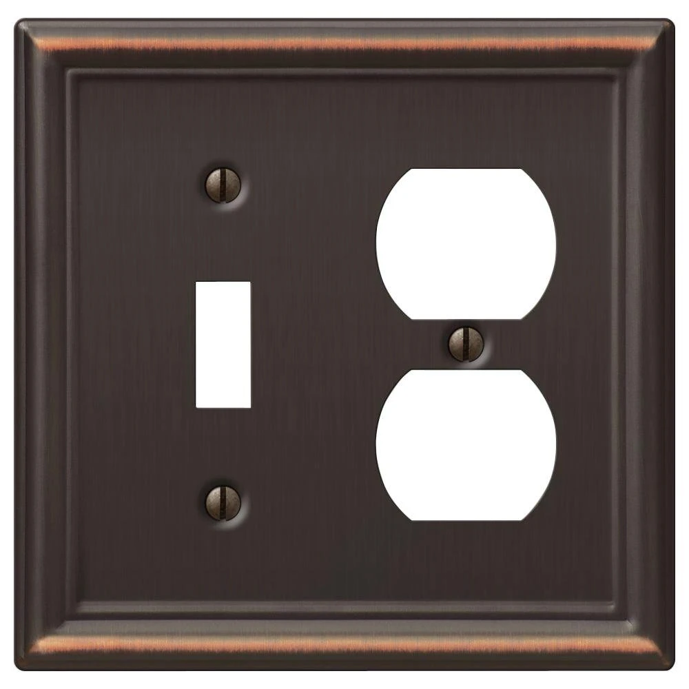 Chelsea Wall Plate in Aged Bronze Finish, Steel Material, 1 Toggle and 1 Duplex Opening