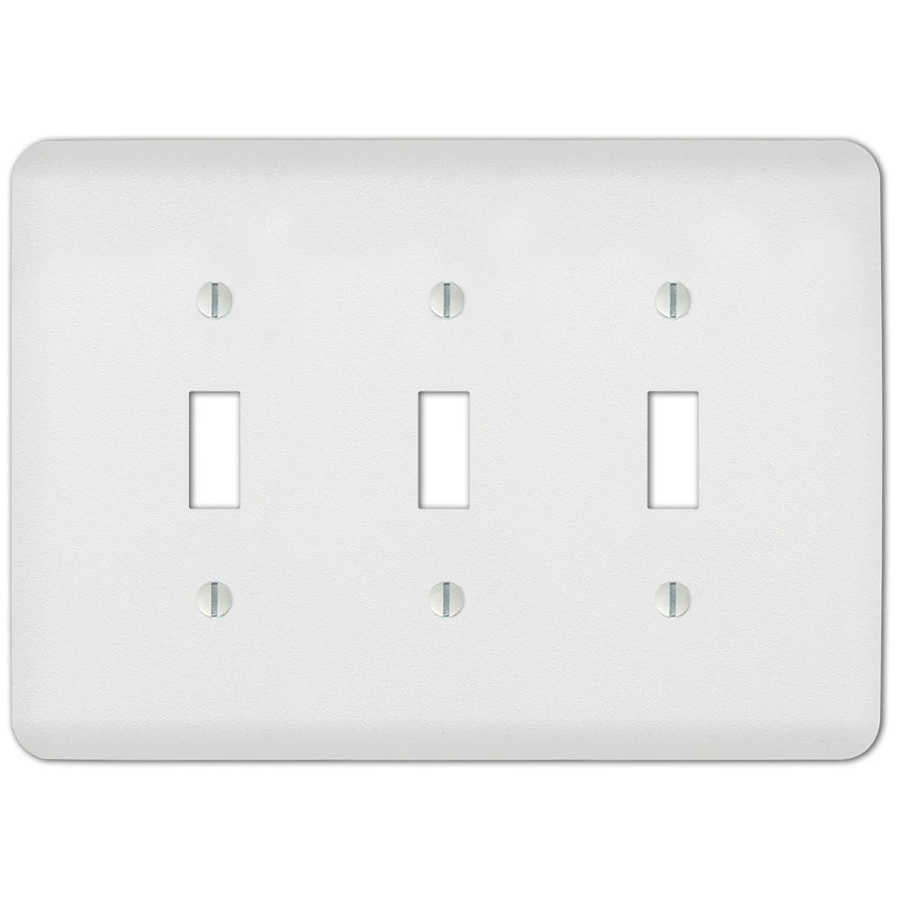 Capric White Paintable Steel Wall Plate with Three Toggle Switch Openings
