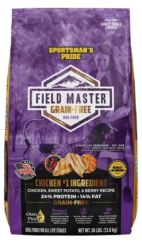 Field Master Grain-Free Dry Dog Food with Chicken, Sweet Potato, and Berry Flavor, 30 Pounds Bag