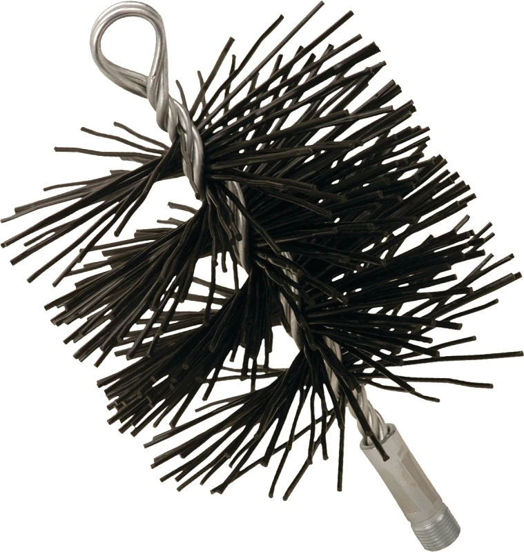 6 Inch Round Chimney Brush With Polypropylene Bristles And 1/4 Inch Npt Male Thread