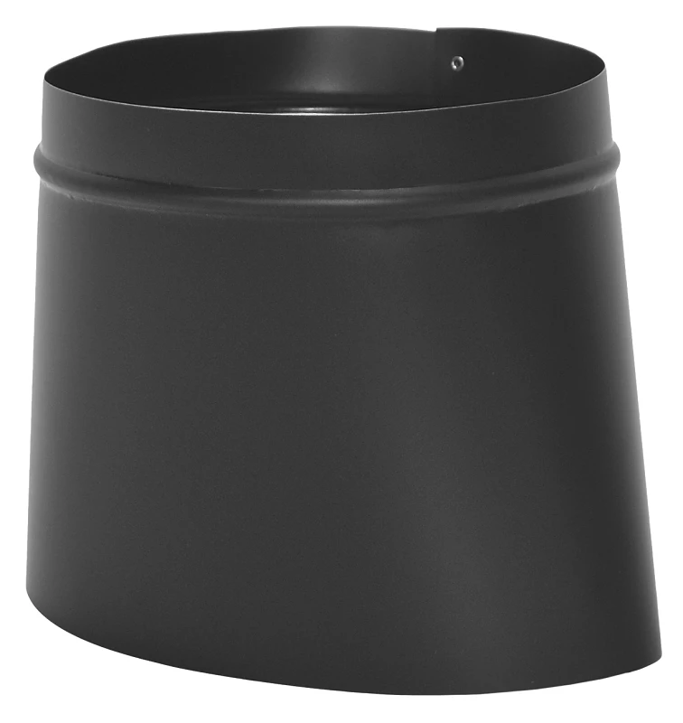 Black Stove Pipe Oval-to-round Adapter, 24 Gauge, 8 Inch - Model Bm0040