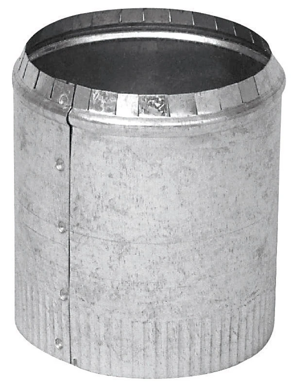 Galvanized Steel HVAC Duct Pipe Top Collar, Crimped, 28 Gauge, 7 Inch Diameter