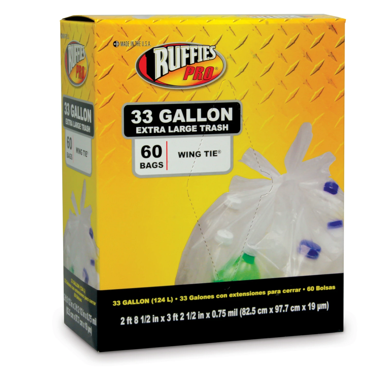 Trash Recycling Bags, Clear, 33 Gallon, 60-Ct.