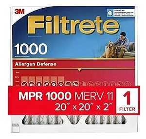 20x20 X 2 In. Filtrete Allergen Defense Pleated Air Filter, 1000 Mpr, Merv 11
