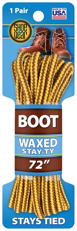Stay-Ty Waxed Boot Laces Brown and Gold 72 Inch Pair
