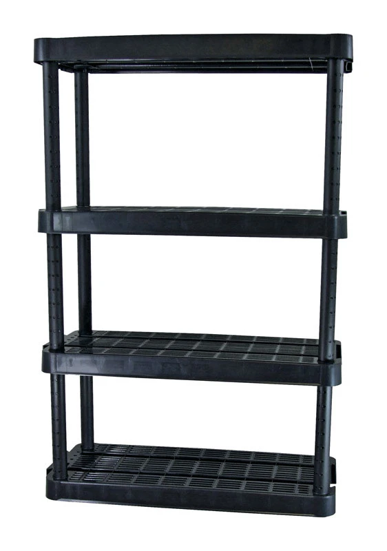 4-shelf Interlockable White Plastic Shelving Unit, 31 X 16 X 56 In.