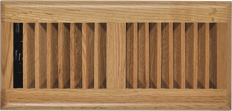 Oak Louvered Hardwood Floor Register, 4 X 12 Inches With Adjustable Damper