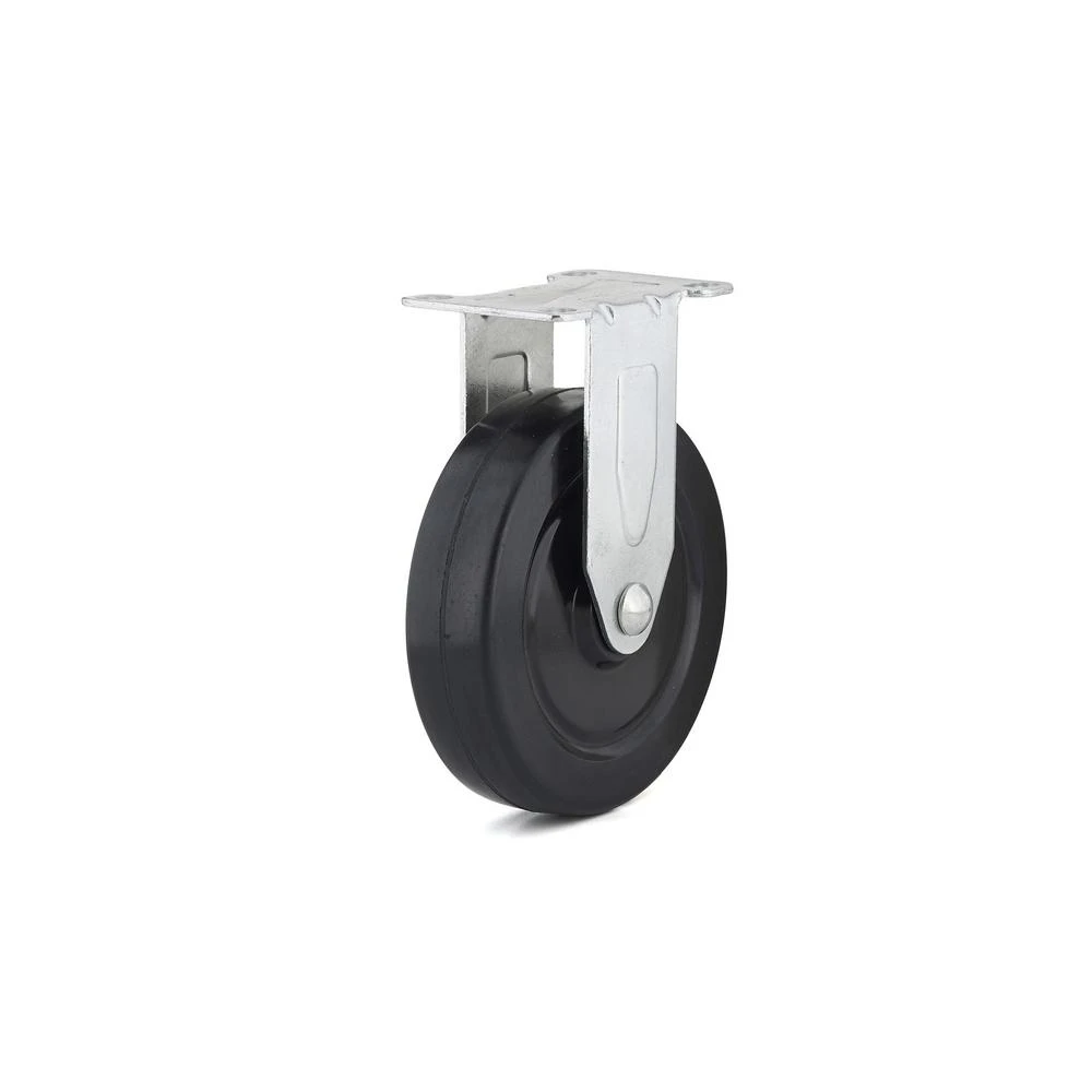 Rigid Plate Caster with 5 Inch Rubber Wheel for Heavy Duty Mobility