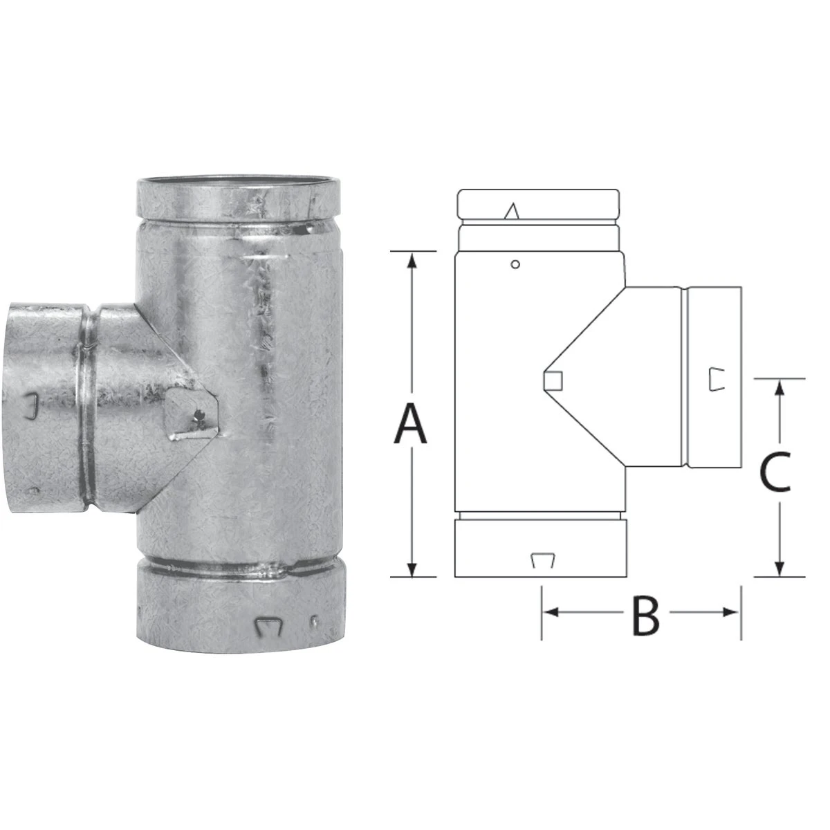 4 In. X 8-1/2 In. X 4-3/4 In. Type B Gas Vent Tee