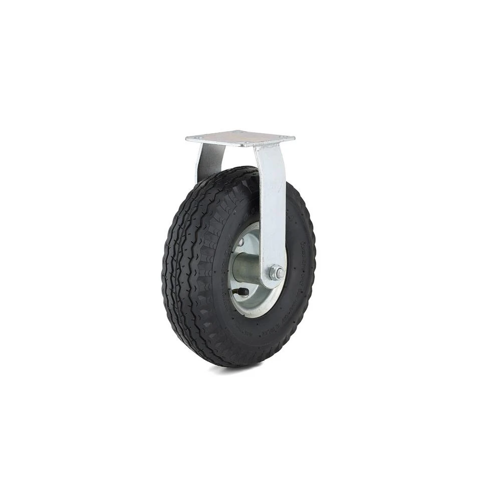 Rigid Pneumatic Wheel Caster, 10-inch, 265 Lb Load Capacity, Fixed Plate