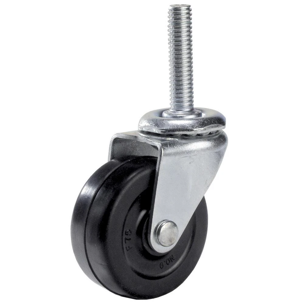 2 Inch Rubber Wheel Caster with Threaded Stem for Easy Installation