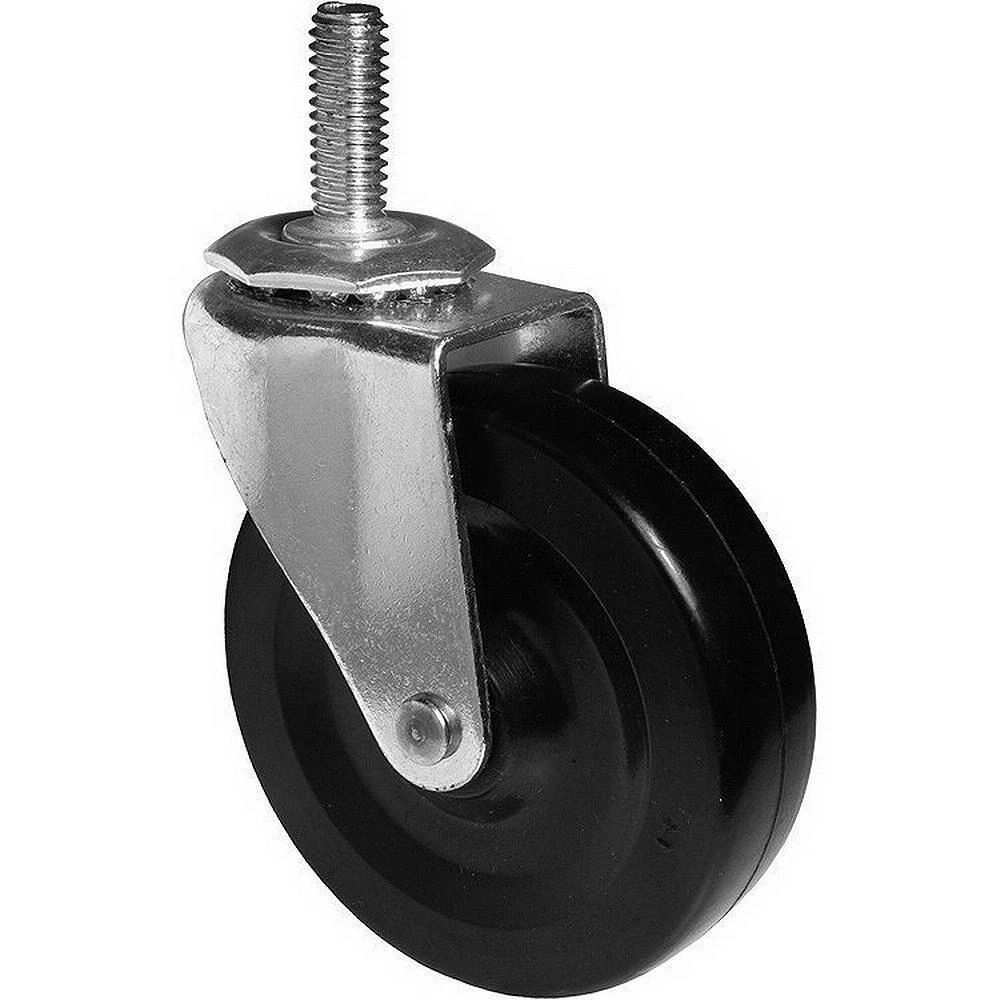 4-inch Rubber Wheel Caster With Threaded Stem And 132 Lb Load Capacity