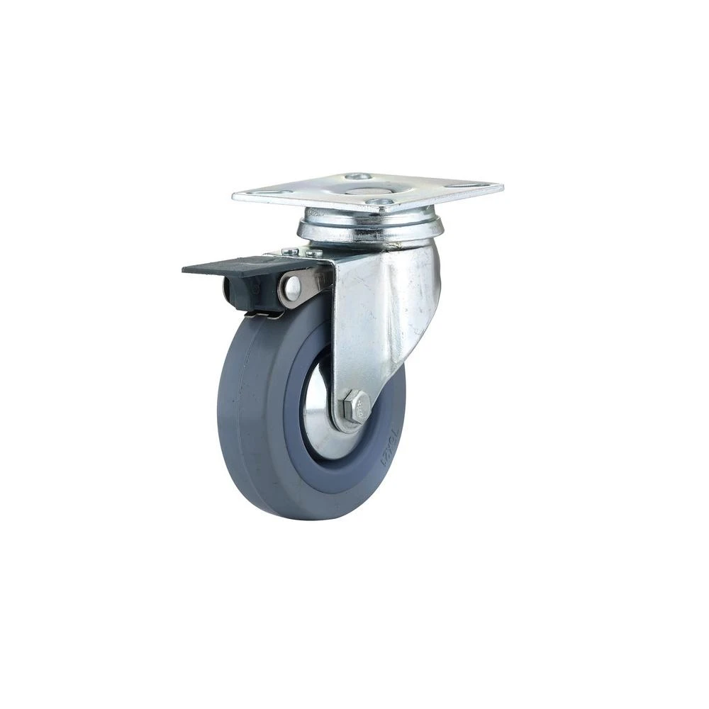 Thermoplastic Rubber Swivel Caster with Brake, 3 Inch Wheel Diameter