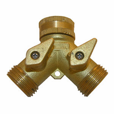 Brass Garden Hose Y Connector, 3/4 Inch Female Garden Hose Thread by Two 3/4 Inch Male Garden Hose Threads