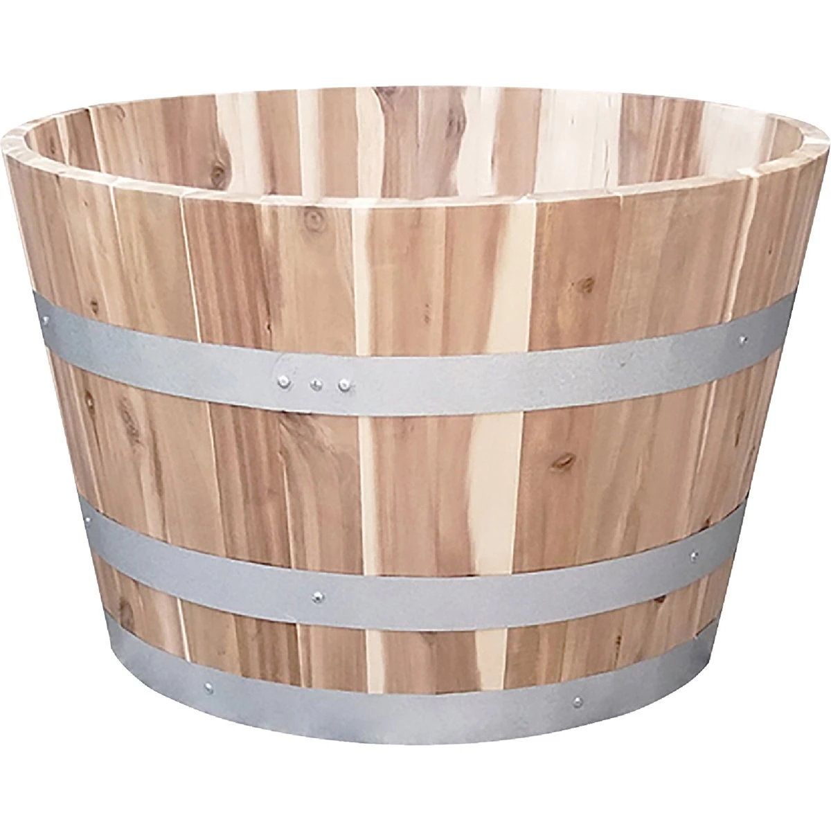 26 In. Acacia Natural Barrel Planter - G3054