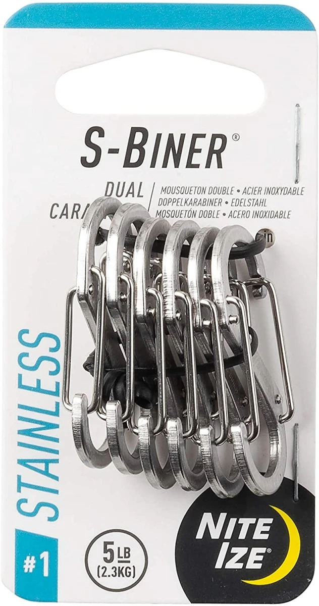 Nite Ize NIT-SB1-11-6R3 No. 1 2021N S-Biner Stainless Steel Dual Carabiner - Pack of 6