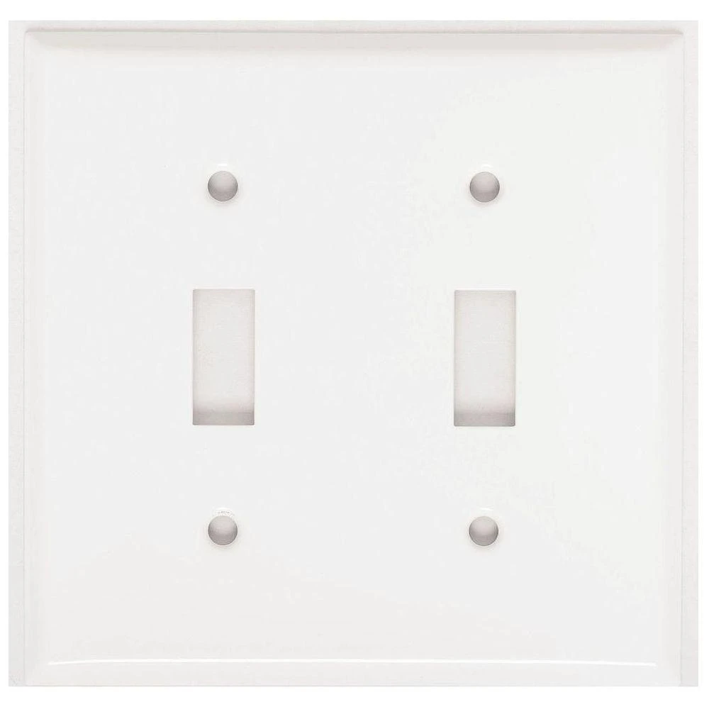 Steel Wall Plate, 2-Gang, 2 Toggle Switch Openings, White Finish