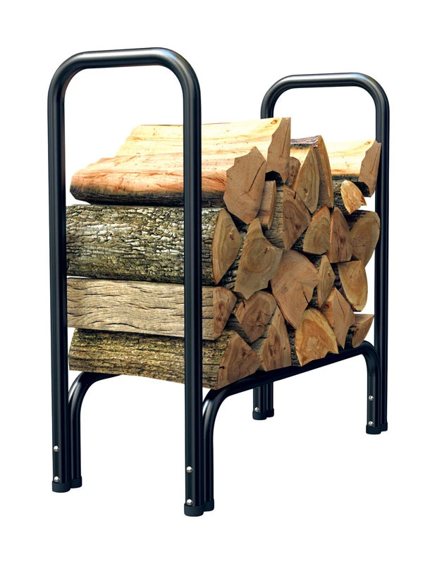 Deluxe Black Steel Log Rack, 2 Feet Length, Heavy Duty Firewood Storage