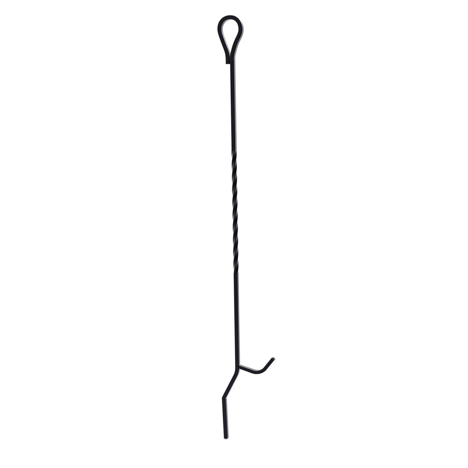 Black Powder Coated Steel Fireplace Poker, 40 Inches Long, Durable Design