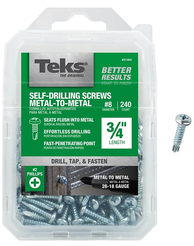 Self-Tapping Drill Point Screw, Phillips, Hex Washer Head, 3/4 In. x #8, 240-Pk.