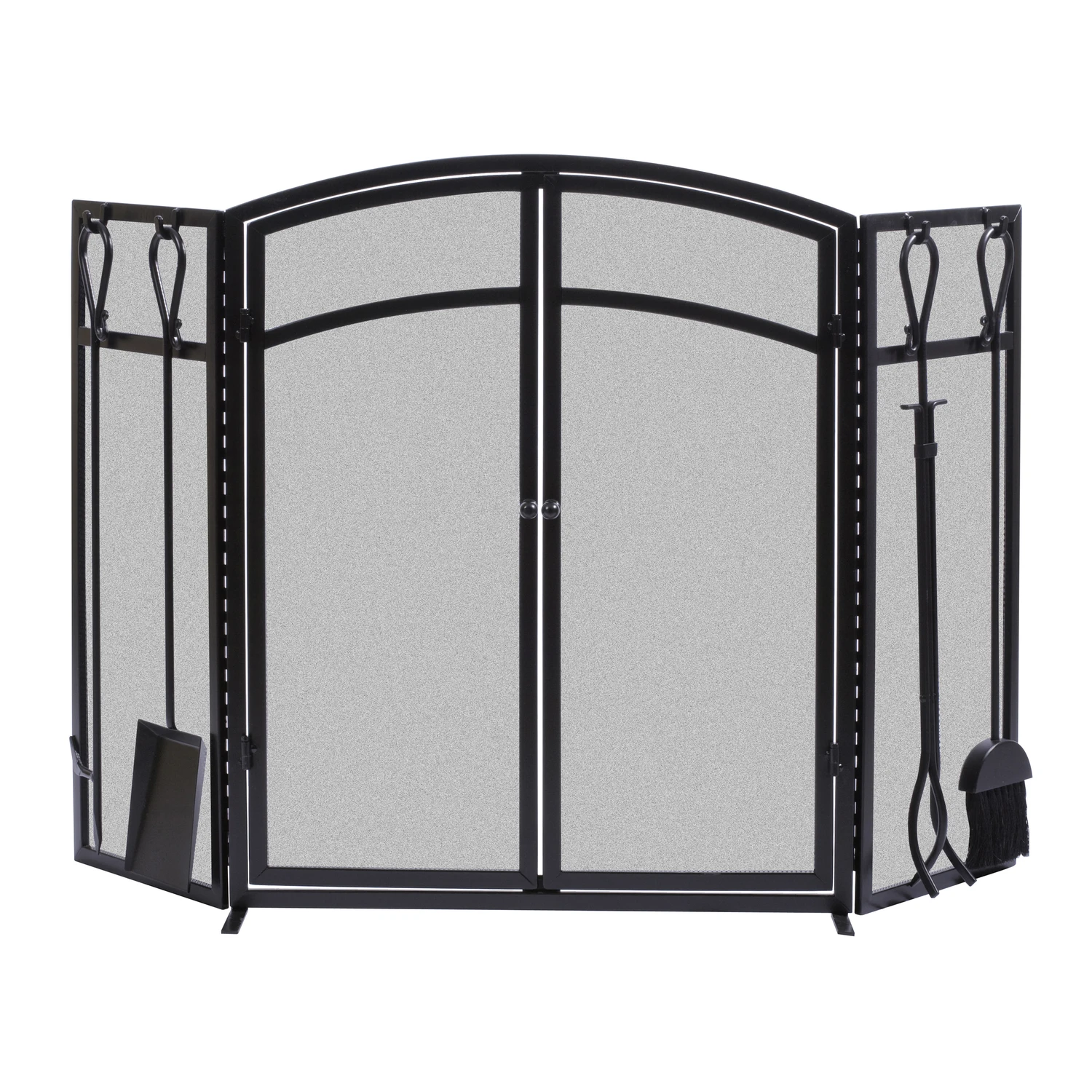 Open Hearth Black Matte Steel 3-panel Fireplace Screen With Tools