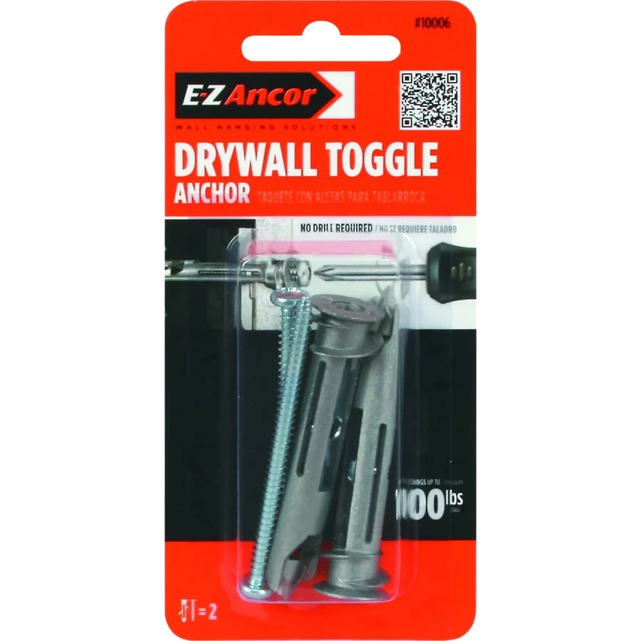 Drywall Toggle Bolts, Self-Drilling, 2-1/8 In., 2-Pk.