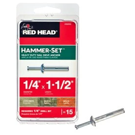 Hammer-Set Nail Drive Anchors, 1/4 x 1-1/2 In., 15-Pk.