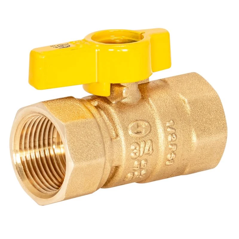 Brass Gas Ball Valve with Lever Handle, Three Quarter Inch Female Iron Pipe by Three Quarter Inch Female Iron Pipe