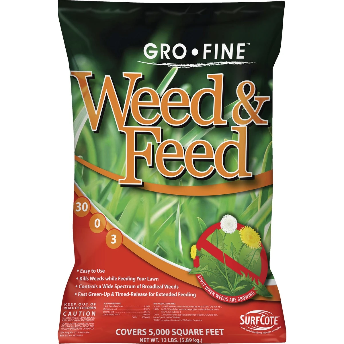 Weed & Feed 13 Lb. Lawn Fertilizer With Weed Killer, 5000 Sq. Ft. Coverage