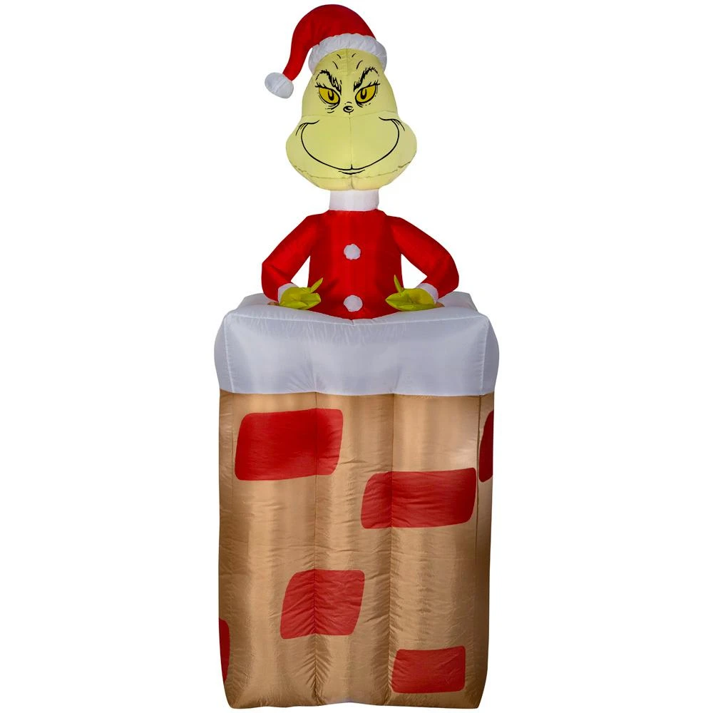 6-foot Inflatable Grinch Yard Art With Pre-lit Animation And Chimney Feature