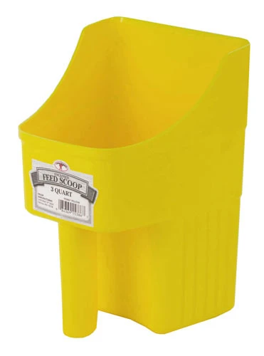 Enclosed Feed Scoop, Yellow Plastic, 3 Quart Capacity