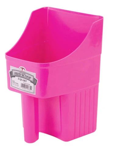 Enclosed Feed Scoop, Hot Pink Plastic, 3 Quart Capacity